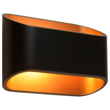 Eclipse 1 Light Wall Sconce, Black Outer/Gold Inner, 4.5"