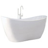 DreamLine Nile 59" L x 28" H Acrylic Freestanding Bathtub with White Finish