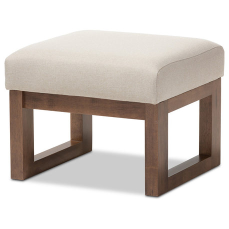 Yashiya Retro Fabric Upholstered Ottoman Stool, Light Beige