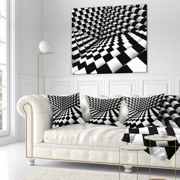 Optical Black And White Pattern Abstract Throw Pillow, 18"x18"