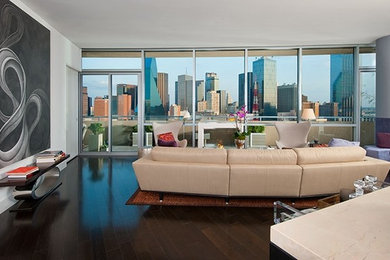 Example of a trendy living room design in Dallas