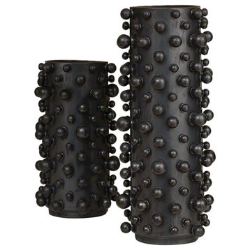 2-Piece Industrial Black Molecule Vase Set