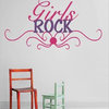 Decal Vinyl Wall Sticker Girls Rock Quote, Hot Pink/Purple