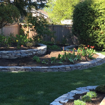 Stacked and stepped stone walls wider view