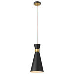 Z-Lite - 1 Light Pendant - A Decorative, Slender Silhouette Shapes Industrial Influence That Adds Casual Elegance To This Matte Black Finish Metal Pendant Light. Dress Up A Main Living Space Or Entryway With This Tasteful Fixture Trimmed With Heritage Brass Finish Steel. This Sleek Pendant Captures The Heart Of Romantic Industrial Charm.