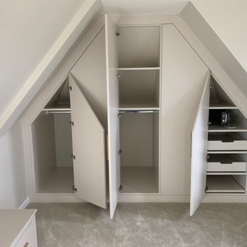 Master Bedroom Loft Conversion angled wardrobes