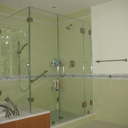 ATM mirror and glass - Corner Frameless Glass Shower Enclosures - Shower Stalls And Kits