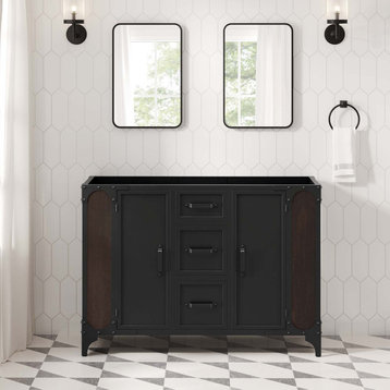 Steamforge 48" Bathroom Vanity Cabinet, Sink Basin Not Included, Black Walnut