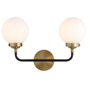 JONATHAN Y Lighting JYL9057 Caleb 2 Light 12" Tall LED Wall - Brass Gold /