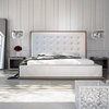 Ludlow Queen Bed, Walnut-White Leatherette