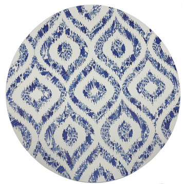 Royal Delft Ikat White 16" Round Pebble Placemats, Set of 4