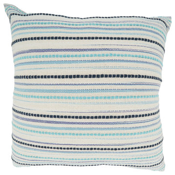 Woven Pillow With Stripe Design, Poly Filled