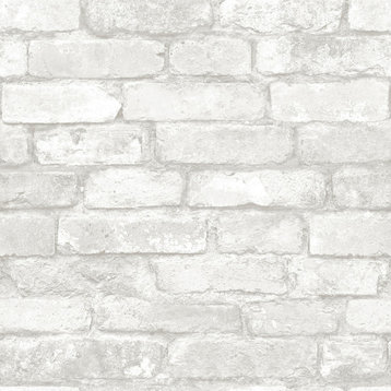 Gray and White Brick Peel and Stick Wallpaper, 4 Rolls