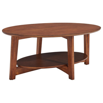Monterey 48"L Oval Mid-Century Modern Wood Coffee Table, Warm Chestnut