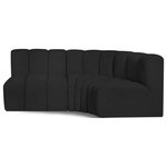 Meridian Furniture - Arc Boucle Fabric Upholstered 3-Pc. L-Shaped Modular Sectional, Black - Give your living room or den the perfect blend of style and versatility with this Arc boucle fabric curved modular Sectional. Part of the Arc modular furniture collection, this Sectional comes upholstered in rich black boucle fabric and features deep channel tufting that adds a touch of luxury while enhancing comfort and support. A seamless combination of form and function, this chair can be used with other Arc pieces to create a myriad of configurations in your well-curated room.