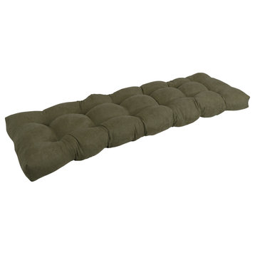 55"x19" Tufted Solid Microsuede Bench Cushion Green