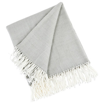 Herringbone Design Throw Blanket, Gray