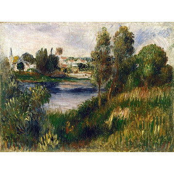Tile Mural, Landscape Lake Trees Vetheuil By Auguste Renoir Ceramic, Matte