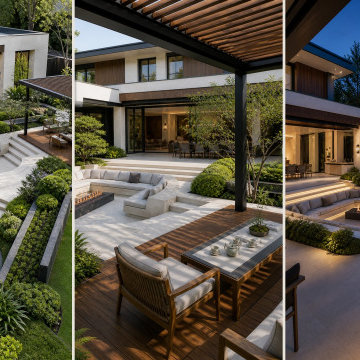 Floating Garden Rooms for a Pool-Free Modern Villa Courtyard