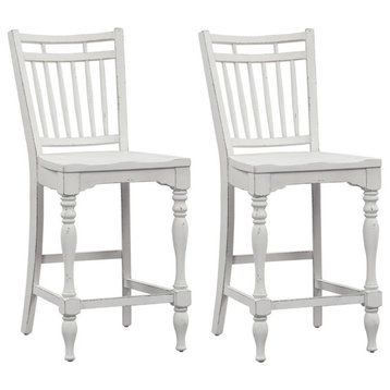 Spindle Back Counter Chair (RTA)-Set of 2 European Traditional White