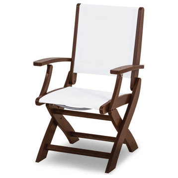 Polywood Coastal Folding Chair, Mahogany/White Sling