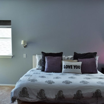 Norman Centerpiece Roman Shades in Master Bedroom