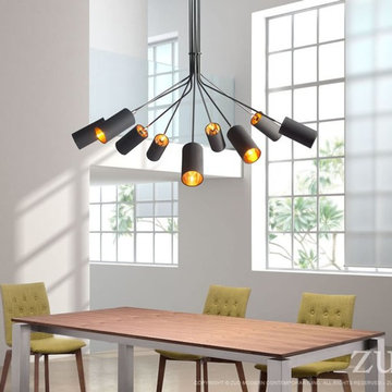 Zuo Ambition 9 Light Ceiling Pendant in Black