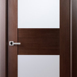 Contemporary African Wenge Interior Single Door with Frosted Glass - Interior Doors