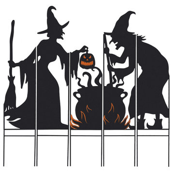 34.5"H 5-Piece Halloween Metal Silhouette Witches Yard Stake Set