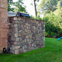 Stone Veneered Wall at Former Roslyn, NY, Project - Landscaping Stones And Pavers