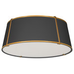 Dainolite - Flush Mount Trapezoid LED Ceiling Light, Gold Frame/Black Shade, 4-Light - Trapezoid Flush Mount 4 light Fixture with Gold Frame and Black Shade. This 4 light LED compatible is recommended for the ceiling in a Foyer or Hall. It requires 4 incandescent bulbs, is covered by a 1 Year Warranty and is suitable for either a residental or commercial space.