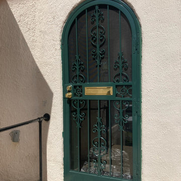 Green Round Top Steel Security Storm Door W/ Mail Slot After Install