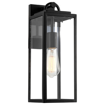 Kira Home Damon 16" Farmhouse Weather Resistant Outdoor Wall Sconce, Glass Shade