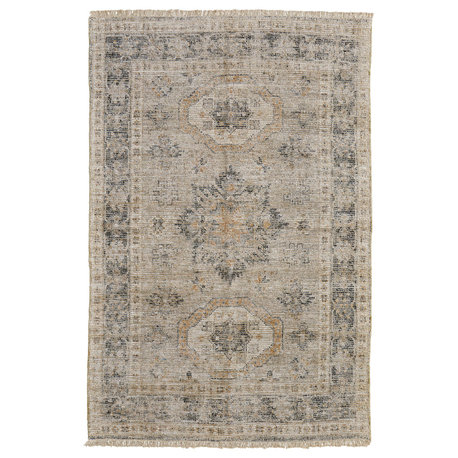 Weave & Wander Ramey Vintage Space Dyed Wool Rug, Tan/Gray, 9'x12'