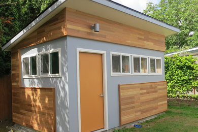 Inspiration for a contemporary shed remodel in Portland