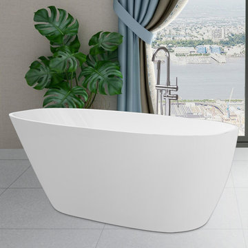 Tub59-inW White Freestanding Soaking Acrylic Bathtub