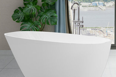 Inspiration for a modern bathroom in DC Metro with a freestanding bath.