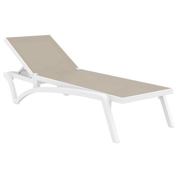 Compamia Pacific Sling Set of 2 Chaise Lounge With White Frame, Taupe