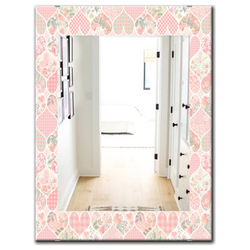 Designart Pink Blossom 23 Traditional Frameless Wall Mirror, 24x32