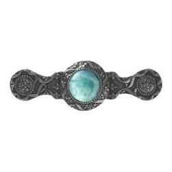 Inviting Home Inc. - Victorian Pull, Bright Nickel With Green Aventurine - Cabinet And Drawer Handle Pulls