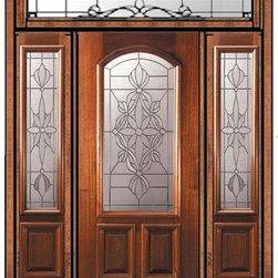 Pre-hung Side lights-Transom Door 80 Mahogany Evangeline Arch Lite - Front Doors