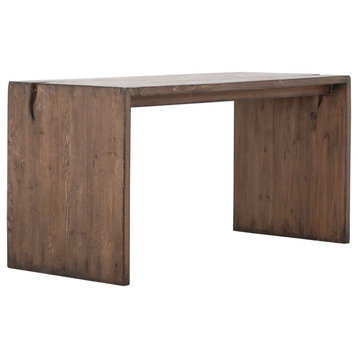 Merwin Reclaimed Pine 68" Waterfall Style Dining Table, Medium Brown