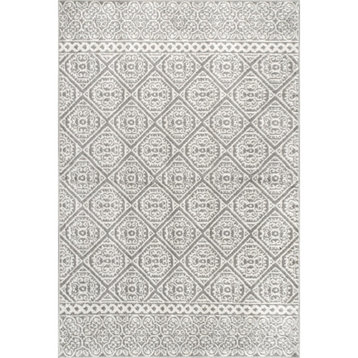 nuLOOM Transitional Floral Jeanette Area Rug, Gray 4'x6' Oval
