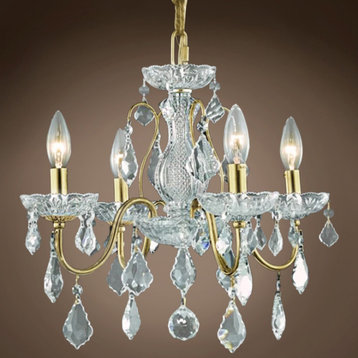 Heritage 4 Light 17" Gold Chandelier With Clear Asfour Crystals