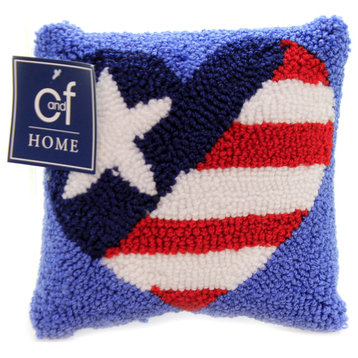 C & F Patriotic Heart Pillow American Flag Stars Stripes 44488009