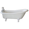 Ambassador White Slipper Clawfoot Tub With Bronze Feet, No Drilled Faucet Hole