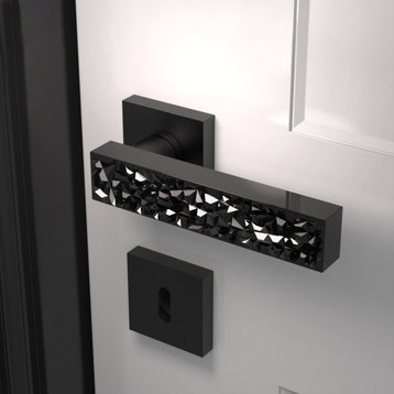 Feodora Modern Cut Crystal Privacy Pin Door Handle, Black