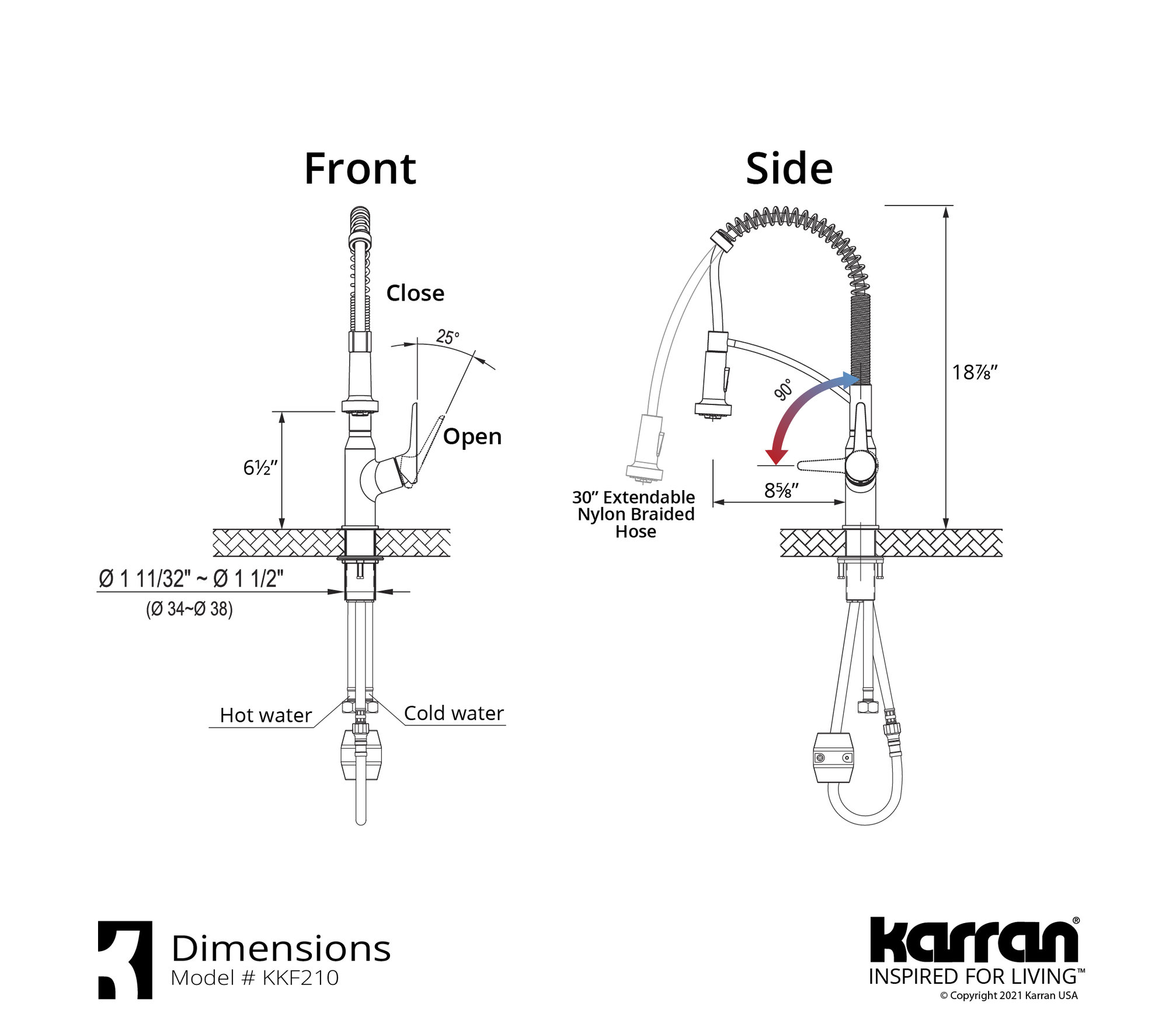 Karran Single-Handle Pull-Down Sprayer Kitchen Faucet, Gunmetal Grey