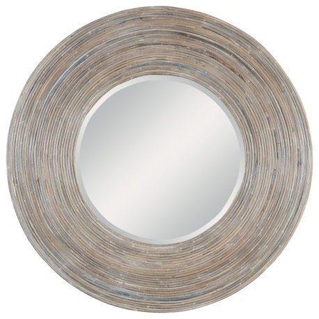 Uttermost Vortex White Washed Round Mirror