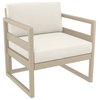 Mykonos Patio Club Chair Taupe With Acrylic Fabric Natural Cushion